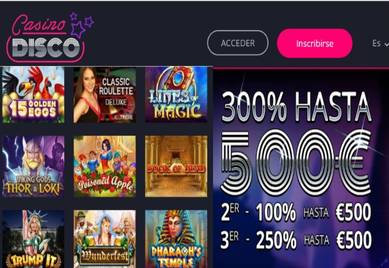 500 euros promocionales esperan en Casino Disco por el primer depósito
